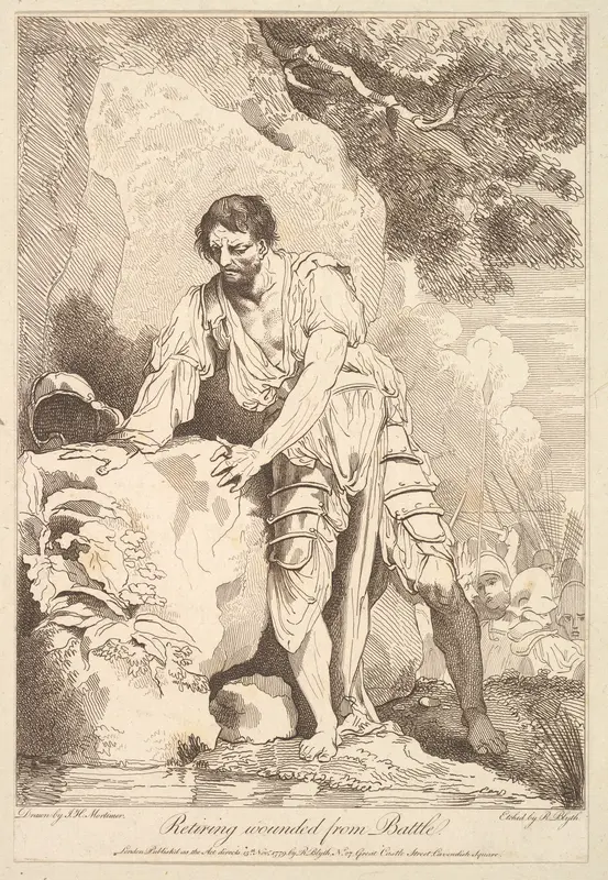 Retiring Wounded from Battle, from "Banditti Variously Employed" Wall Art by Robert Blyth - High-Resolution Digital Print