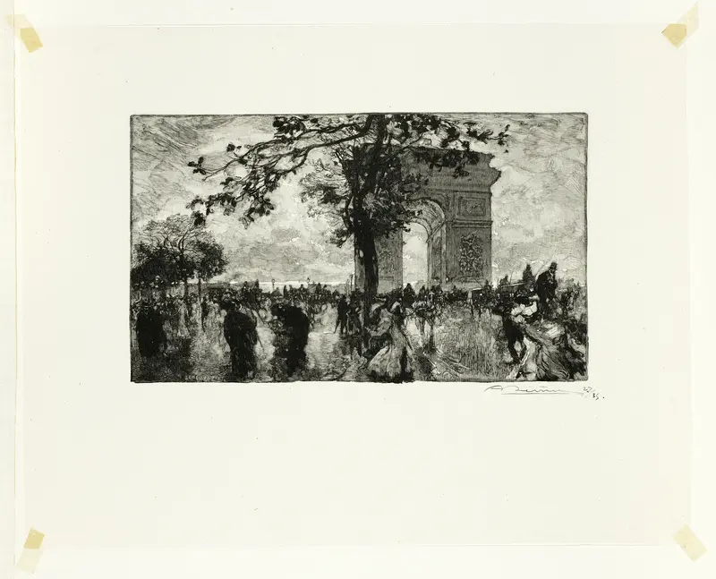 Retour du Bois, place de l'Etoile, plate nineteen from Le Long de la Seine et des Boulevards