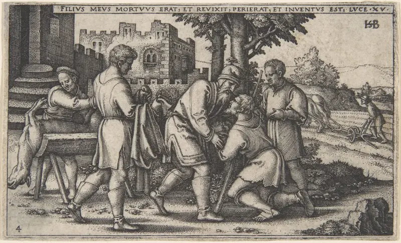 Return of the Prodigal Son, from The History of the Prodigal Son Wall Art by Sebald Beham - High-Resolution Digital Print