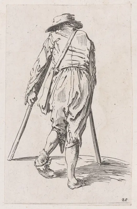 Reverse Copy Le Mendiant aux Béquilles Coiffé d'un Bonnet (The Beggar on Crutches Wearing a Bonnet), from Les Gueux suite appelée aussi Les Mendiants, Les Baroni, ou Les Barons (The Beggars, also called the Barons) Wall Art by Anonymous - High-Resolution Digital Print