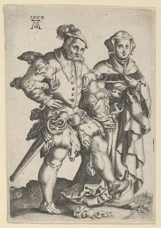 Reverse Copy of Dancing Couple, from "The Small Wedding Dancers" Wall Art by Anonymous, German, 16th century - High-Resolution Digital Print