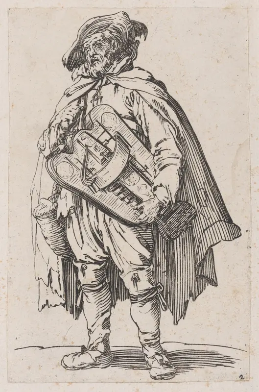 Reverse Copy of Joueur de Vielle (Hurdy-Gurdy Player), from Les Gueux suite appelée aussi Les Mendiants, Les Baroni, ou Les Barons (The Beggars, also called the Barons) Wall Art by Anonymous - High-Resolution Digital Print