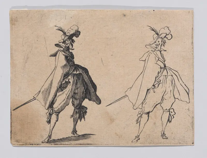 Reverse Copy of La Gentilhomme au Grand Manteau, Vu de Face (Gentleman with a Large Mantle, Seen from the Front), from Les Caprices Series A, The Florence Set Wall Art by Anonymous - High-Resolution Digital Print