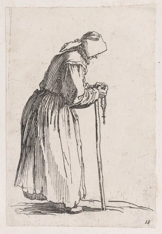 Reverse Copy of La Mendainte au Rosaire (The Female Beggar with a Rosary), from Les Gueux suite appelée aussi Les Mendiants, Les Baroni, ou Les Barons (The Beggars, also called the Barons) Wall Art by Anonymous - High-Resolution Digital Print