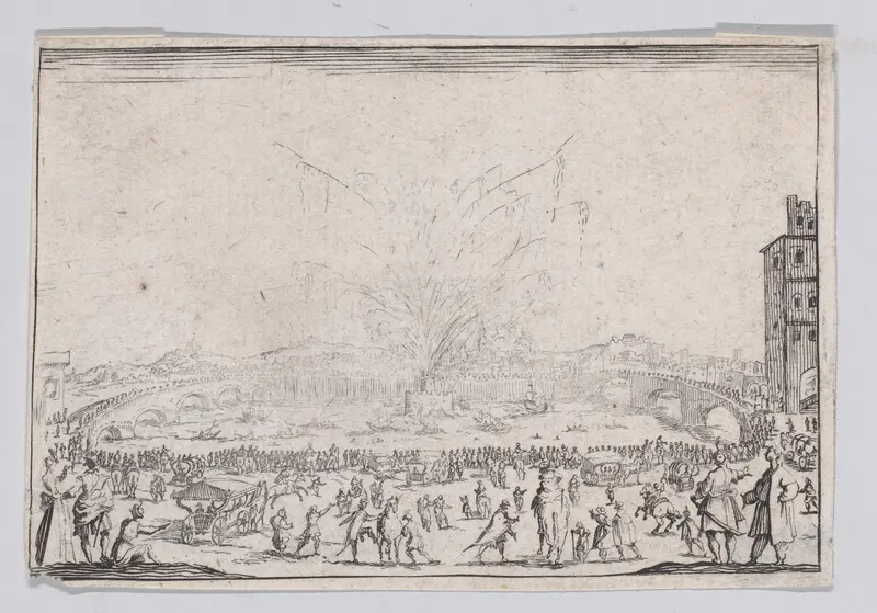 Reverse Copy of Le Feu d'Artifice sur l'Arno (Fireworks on the Arno), from "Les Caprices" Wall Art by Anonymous - High-Resolution Digital Print