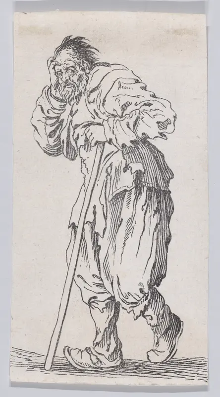 Reverse Copy of Le Gueux Appuyé sur son Baton (The Beggar Leaning on His Cane), from "Les Gueux suite appelée aussi Les Mendiants, Les Baroni, ou Les Barons" (The Beggars, also called the Barons) Wall Art by Anonymous - High-Resolution Digital Print