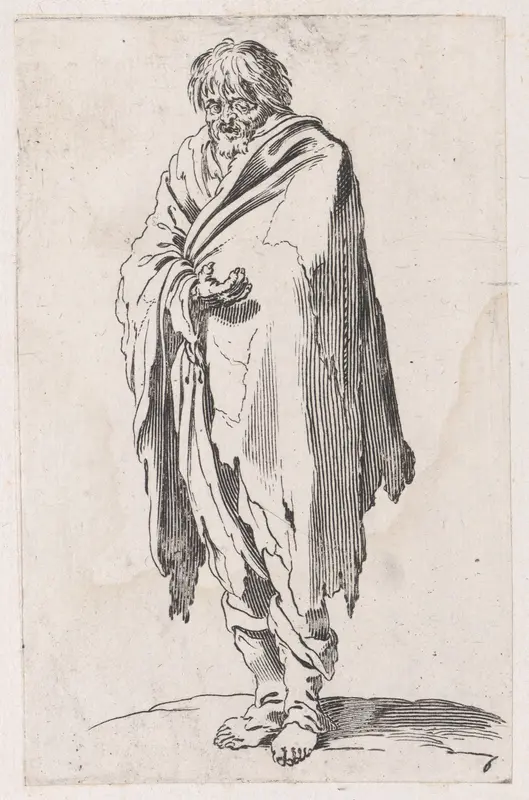 Reverse Copy of Le Mendiant a la Tête Découverte et aux Pieds Nus (The Beggar with Bare Head and Feet), from Les Gueux suite appelée aussi Les Mendiants, Les Baroni, ou Les Barons (The Beggars, also called the Barons) Wall Art by Anonymous - High-Resolution Digital Print