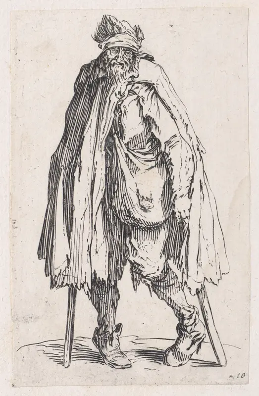 Reverse Copy of Le Mendiant aux Béquilles et la Besace (The Beggar with the Crutches and the Pouch), from Les Gueux suite appelée aussi Les Mendiants, Les Baroni, ou Les Barons (The Beggars, also called the Barons) Wall Art by Anonymous - High-Resolution Digital Print