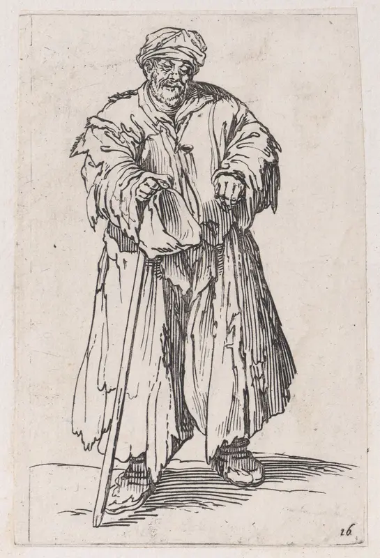 Reverse Copy of Le Mendiant Obèse aux Yeux Baissés (The Obese Beggar with Lowered Eyes), from Les Gueux suite appelée aussi Les Mendiants, Les Baroni, ou Les Barons (The Beggars, also called the Barons) Wall Art by Anonymous - High-Resolution Digital Print