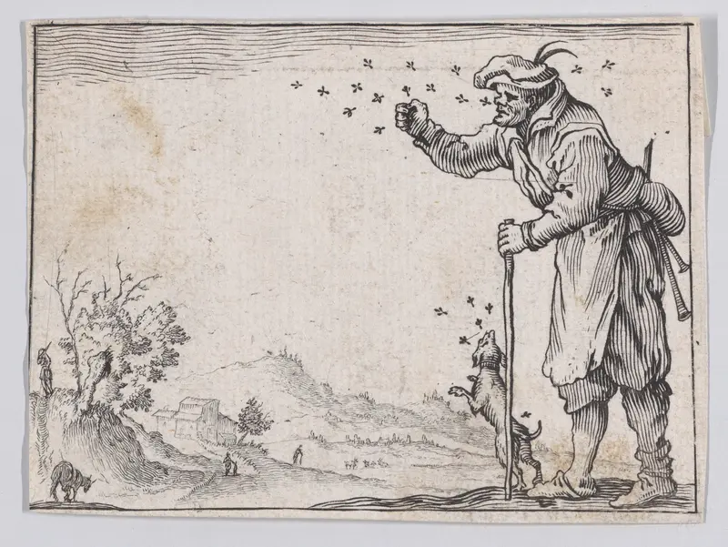 Reverse Copy of Le Paysan Assailli par les Abeilles (The Peasant Attacked by Bees), from "Les Caprices" Series A, The Florence Set Wall Art by Anonymous - High-Resolution Digital Print