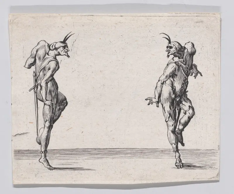 Reverse Copy of Les Deux Pantalons se Regardant (Men in Pantsuits Looking at Each Other), from "Les Caprices" Wall Art by Anonymous - High-Resolution Digital Print