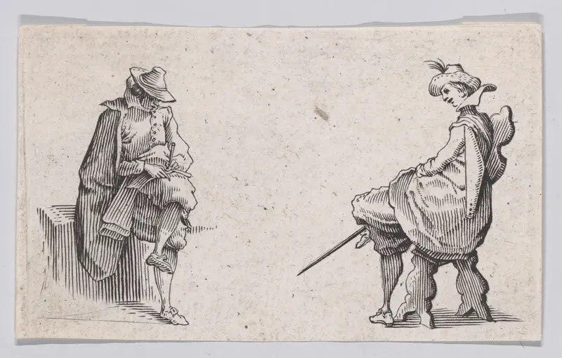 Reverse Copy of Les Deux Personnages Assis (The Two Seated People), from "Les Caprices" Series A, The Florence Set Wall Art by Anonymous - High-Resolution Digital Print