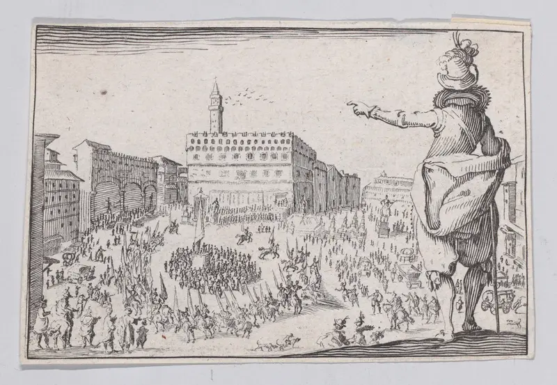 Reverse Copy of Une Fête sur la Place de la Signoria a Florence (A Festival on the Piazza della Signoria in Florence), from "Les Caprices" Series A, The Florence Set Wall Art by Anonymous - High-Resolution Digital Print