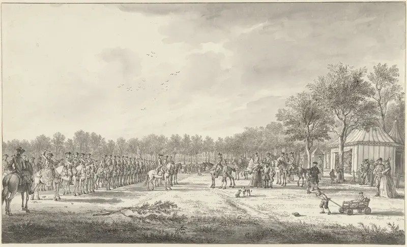 Revue van de cavalerie door prins Willem V op het Malieveld te Den Haag, 1770 Wall Art by Paulus Constantijn la Fargue - High-Resolution Digital Print