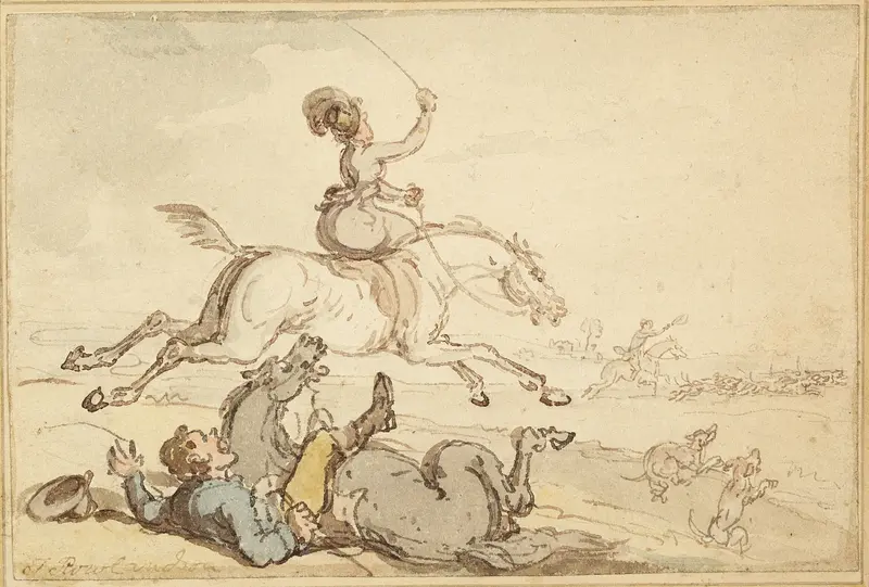 Rider Thrown at a Hunt Wall Art by Thomas Rowlandson - High-Resolution Digital Print