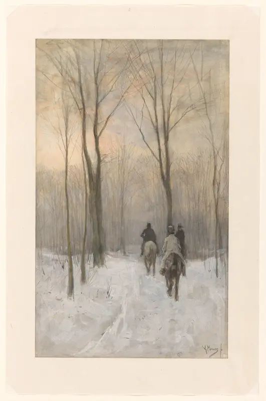 Riders in the Snow in the Haagse Bos Wall Art by Unknown - High-Resolution Digital Print