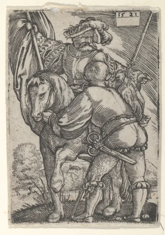 Riding Standard Bearer and a Foot Soldier Wall Art by Barthel Beham - High-Resolution Digital Print