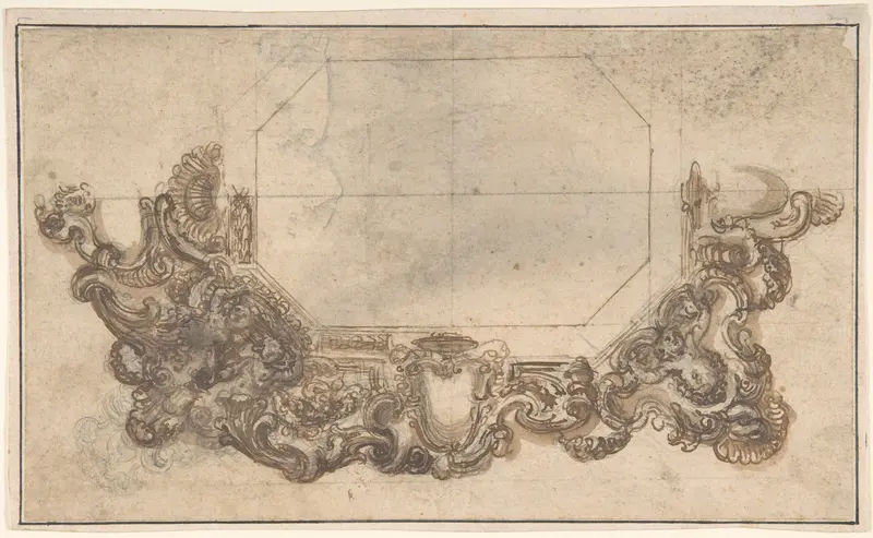 Right Half of Mirror Frame Design Wall Art by Anonymous, Italian, 17th century - High-Resolution Digital Print