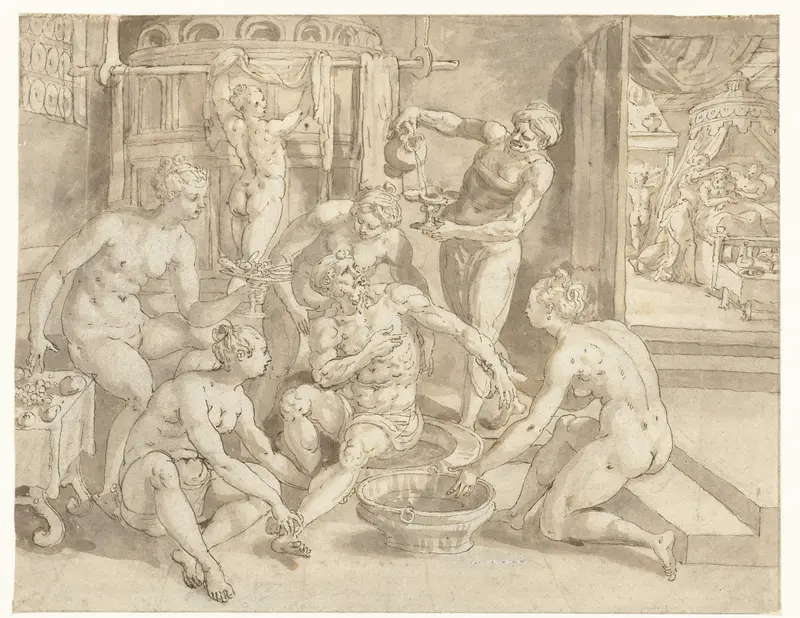 Rijke man in bad Wall Art by Maerten de Vos - High-Resolution Digital Print