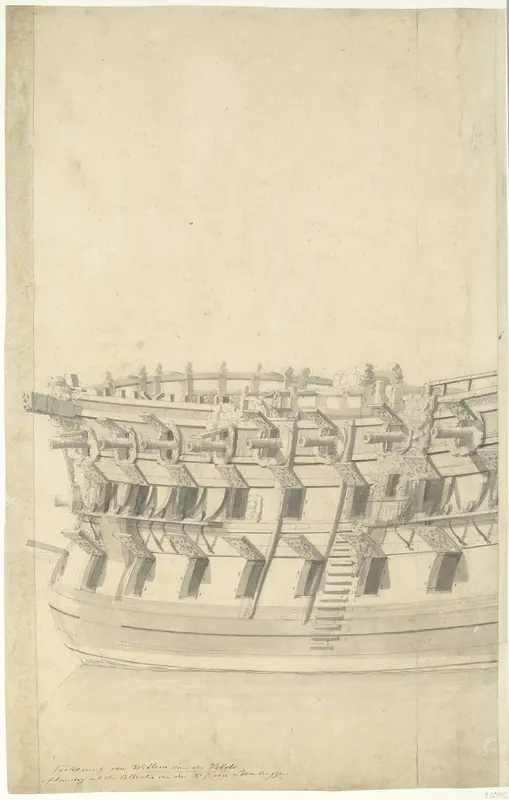 Rijkversierd Engels (?) fregat (linkerblad) Wall Art by Unknown - High-Resolution Digital Print