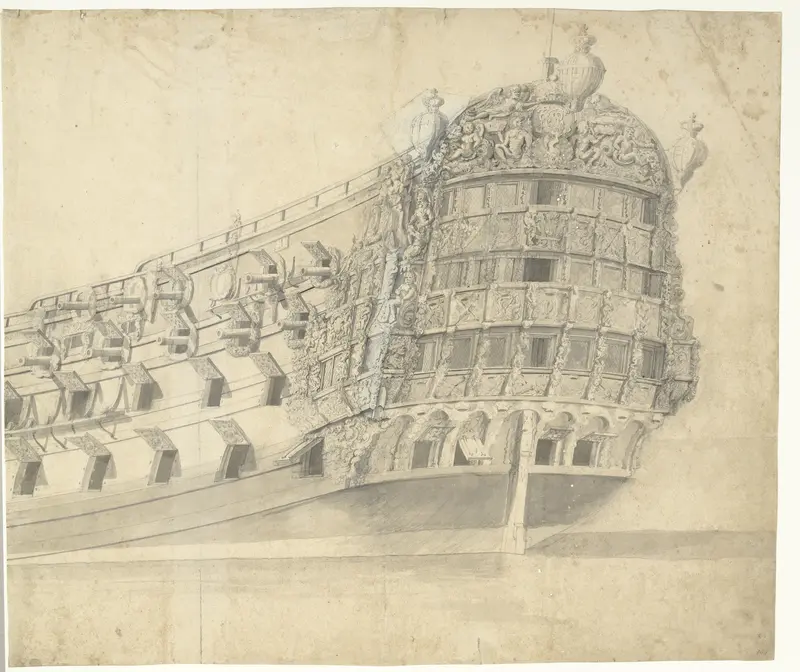 Rijkversierd Engels (?) fregat (rechterblad) Wall Art by Unknown - High-Resolution Digital Print