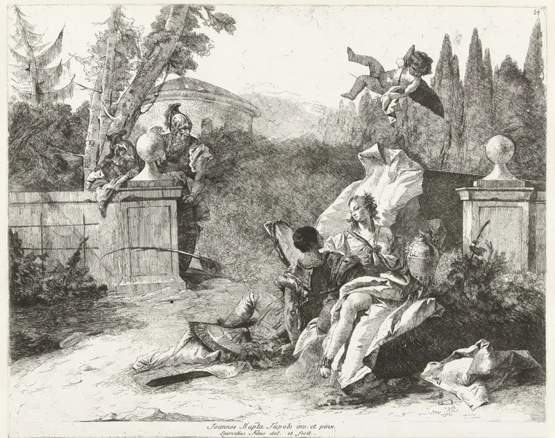 Rinaldo en Armida bespied door Ubaldo en Carlo Wall Art by Giovanni Domenico Tiepolo - High-Resolution Digital Print