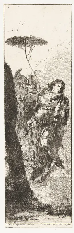 Rinaldo kijkt naar zichzelf in diamanten spiegel en verbreekt betovering Wall Art by Unknown - High-Resolution Digital Print