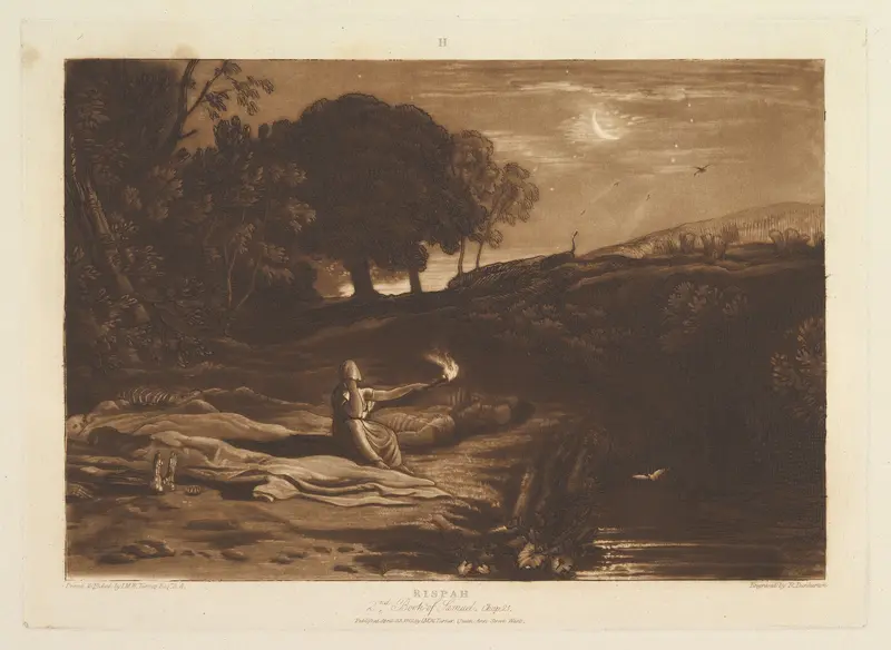 Rispah, 2nd Book of Samuel, Chapter 21, part IX, plate 46 from "Liber Studiorum" Wall Art by Joseph Mallord William Turner - High-Resolution Digital Print
