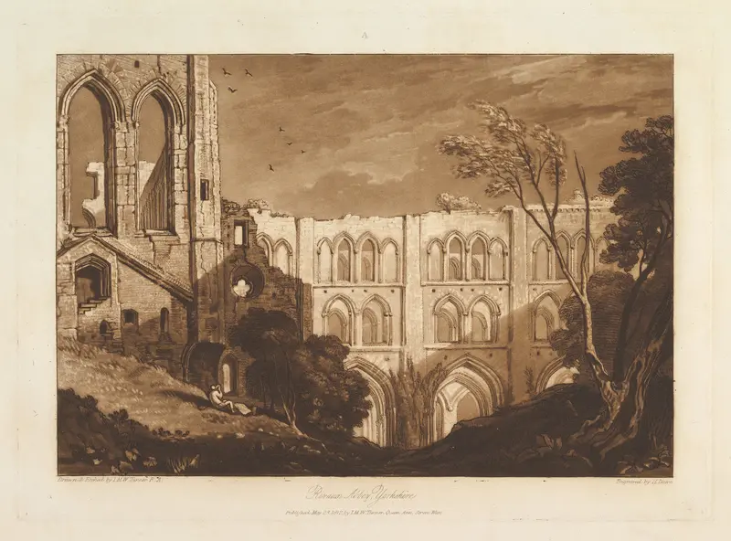 Rivaux Abbey, Yorkshire, part X, plate 51 from "Liber Studiorum" Wall Art by Joseph Mallord William Turner - High-Resolution Digital Print