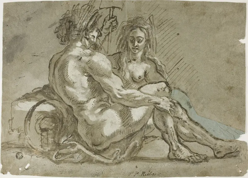 River God and a Nymph Wall Art by Abraham Janssens - High-Resolution Digital Print