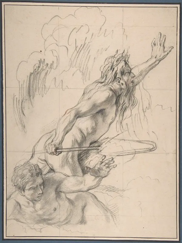 River God and Another Male Figure Wall Art by Charles Antoine Coypel - High-Resolution Digital Print