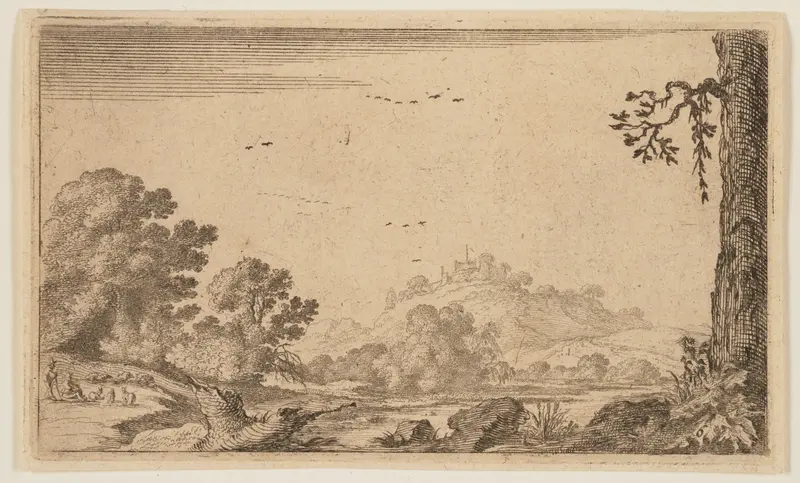 River in Partly Open Hilly Country, from Twelve Landscapes Wall Art by Gillis van Scheyndel - High-Resolution Digital Print