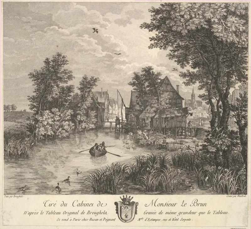 River landscape after a painting in the cabinet of Mr. Le Brun Wall Art by Carl Wilhelm Weisbrod - High-Resolution Digital Print