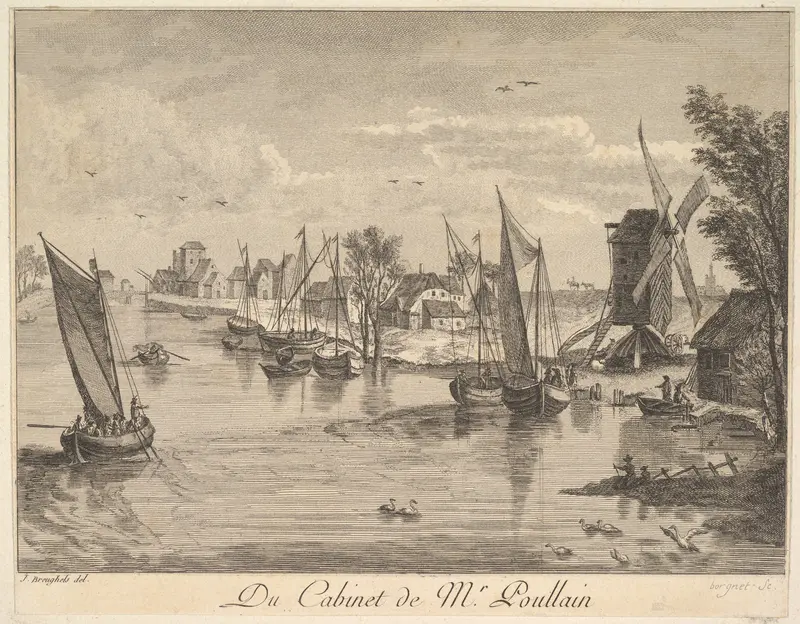 River Landscape after the painting in the cabinet of Mr. Poullain Wall Art by J. F. Borgnet - High-Resolution Digital Print