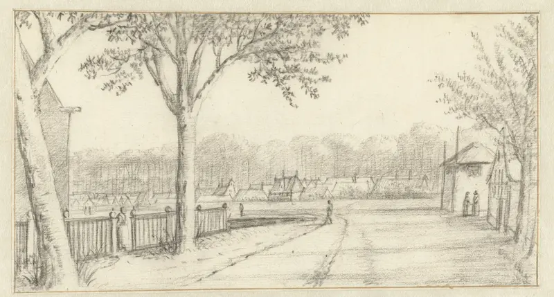 River Landscape on the Vecht (?), with Figures on a Road near a Haystack Wall Art by Abraham Rutgers - High-Resolution Digital Print