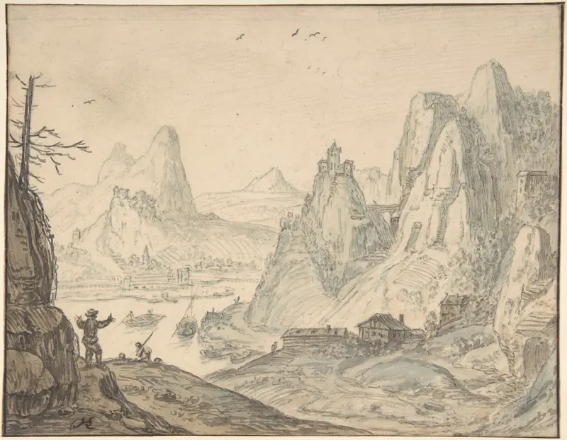 River Landscape with Mountains Wall Art by Herman Saftleven II - High-Resolution Digital Print