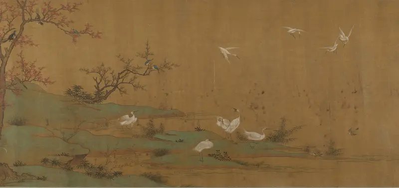 River Scene with Birds and Bamboo