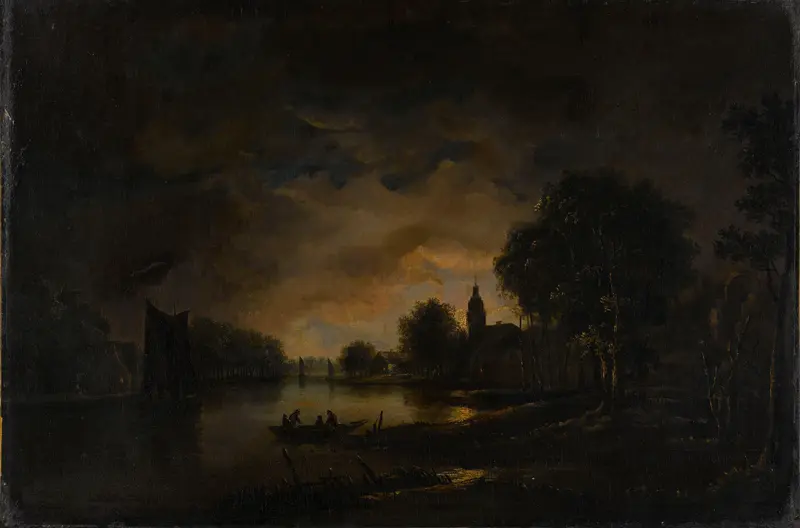 River View by Moonlight Wall Art by Unknown - High-Resolution Digital Print