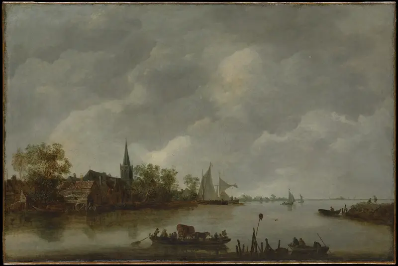 River View with a Village Church Wall Art by Jan van Goyen - High-Resolution Digital Print