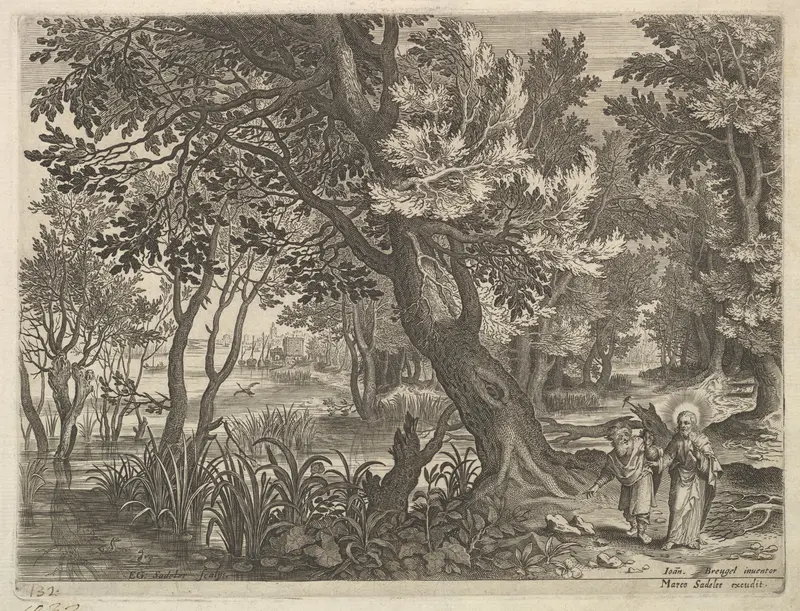 River View with Christ Tempted by the Devil Wall Art by Aegidius Sadeler II - High-Resolution Digital Print