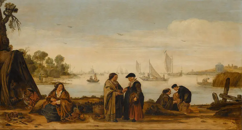 Riverlandscape with Women Fortune-Telling Wall Art by Unknown - High-Resolution Digital Print