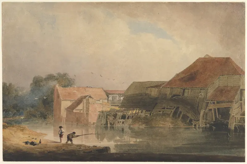 Riverside Scene (Old Mill) Wall Art by Peter De Wint - High-Resolution Digital Print