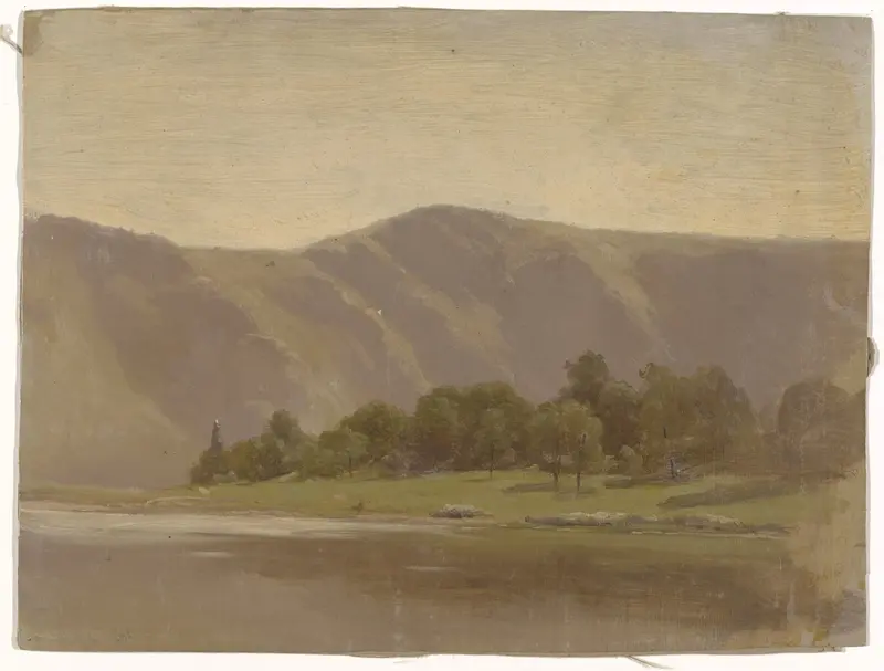 Rivier aan de voet van een gebergte Wall Art by Guillaume Anne van der Brugghen - High-Resolution Digital Print