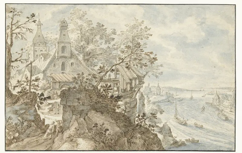 Rivier met links een kapel Wall Art by Unknown - High-Resolution Digital Print