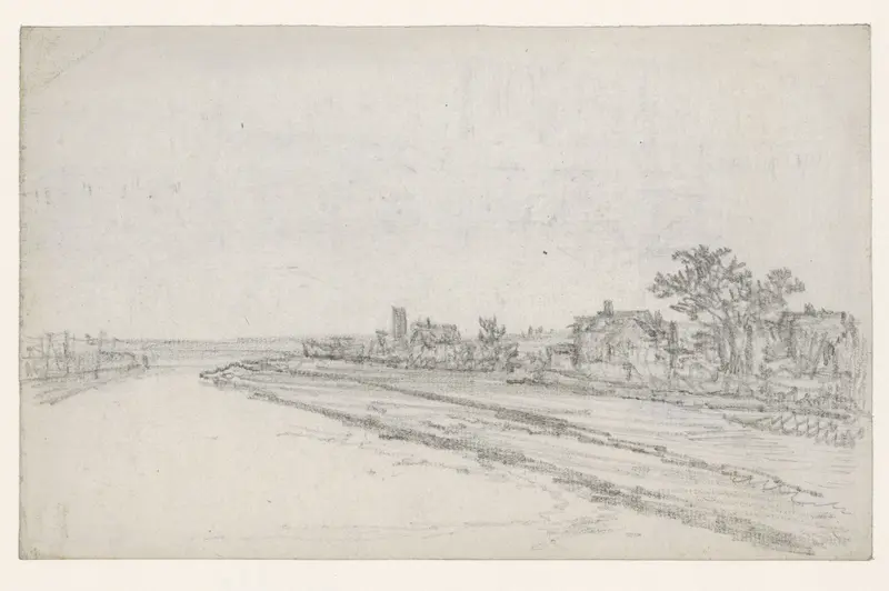 Rivier; rechts huizen Wall Art by Georges Michel - High-Resolution Digital Print