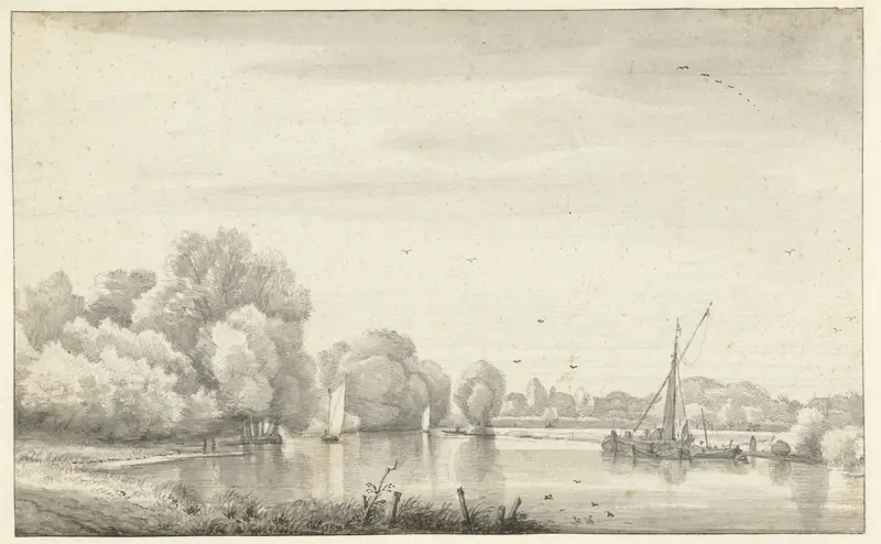 Rivier tussen bomen en weiden Wall Art by Jacob Esselens - High-Resolution Digital Print