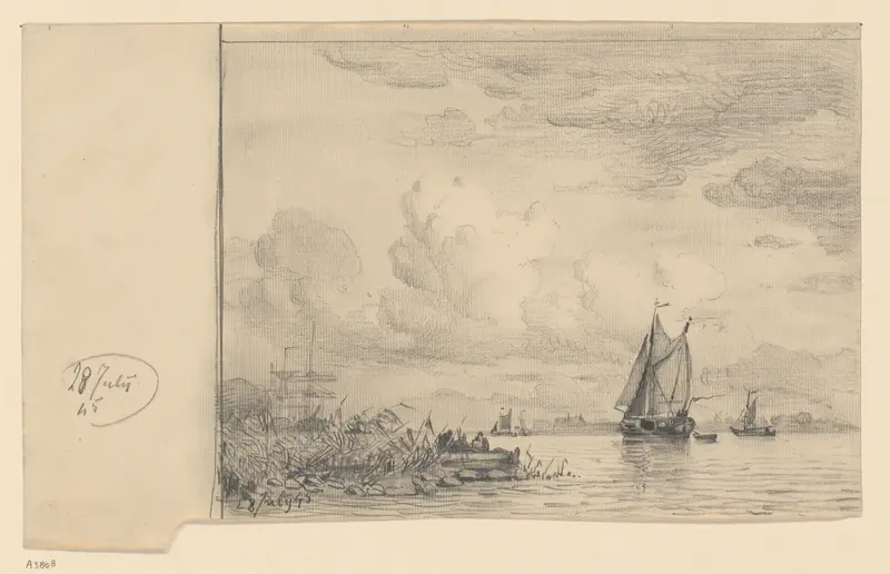 Riviergezicht met schepen Wall Art by Willem Anthonie van Deventer - High-Resolution Digital Print