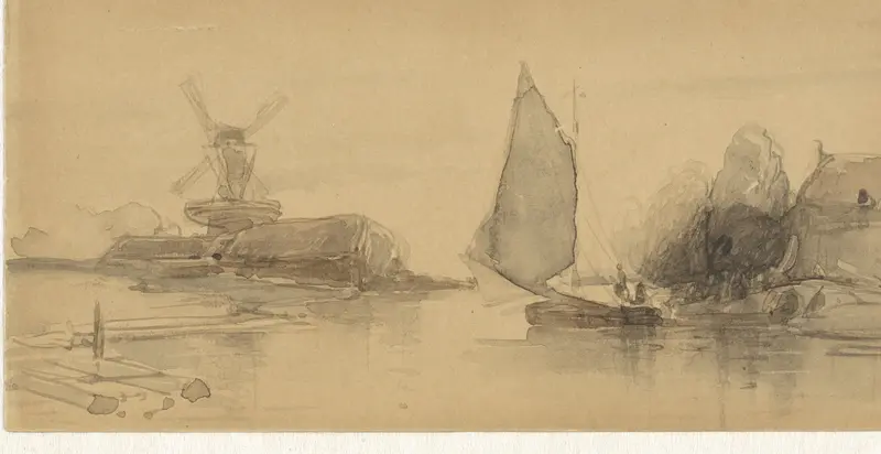 Riviergezicht met zeilschip Wall Art by Unknown - High-Resolution Digital Print