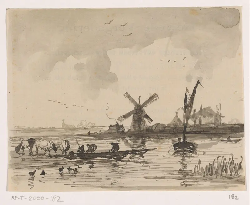 Rivierlandschap Wall Art by Johannes Tavenraat - High-Resolution Digital Print