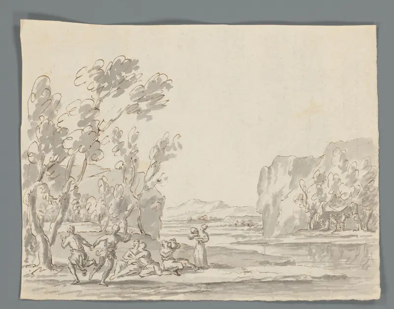 Rivierlandschap met bacchanaal Wall Art by Matthijs Balen (1684-1766) - High-Resolution Digital Print